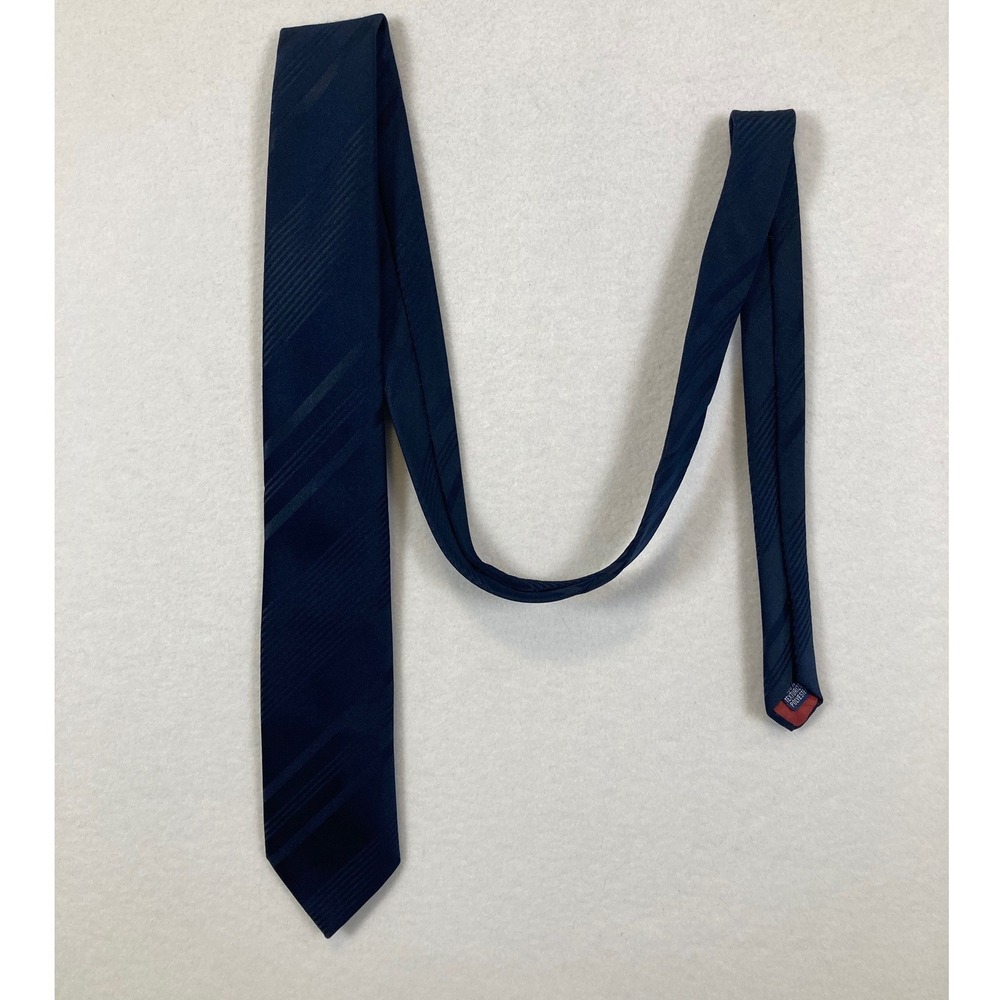 Starcy Ltd Necktie Mens OS Navy Blue Diagonal Tonal Stripe Polyester Made in USA
